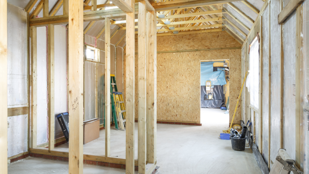 Timber frame house construction